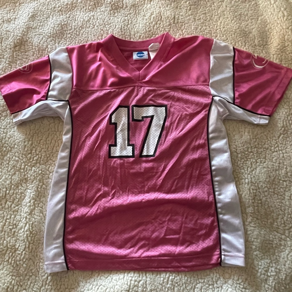 Kids Pink and White Penn State Jersey